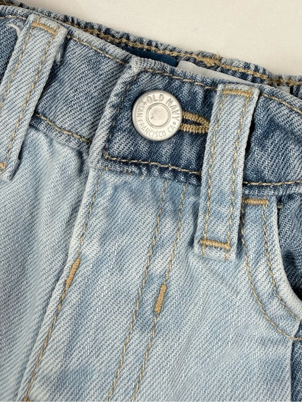 OLD NAVY Girls Two Tone Baggy Wide Leg Jeans 2T Colorblock 90s Y2K Retro Boho